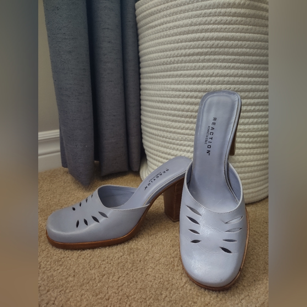 Kenneth Cole Reaction Leather Mule Heel In Purple/Lavender/Brown Size 6.5
